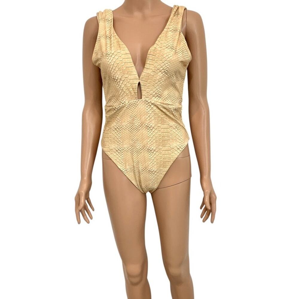 WeWoreWhat medium snake print deep v front swimsuit SW 3400